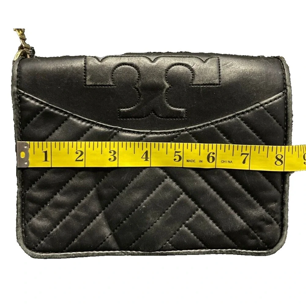 Tory Burch Fleming Quilted  black  Shoulder Crossbody Handbag Purse